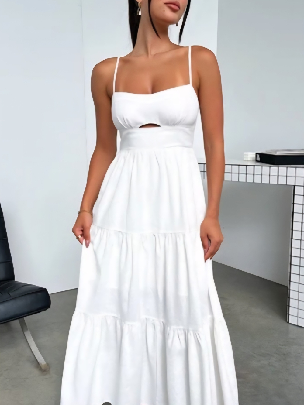 Thats So Fetch White Linen Blend Maxi Dress, NWT